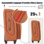 Lightweight Expandable Softside Luggage Sets 3 Piece, Large Capacity Travel Suitcase with Spinner Wheel, TSA Lock, Easy Access Design and Adjustable Telescoping Handle (Orange)