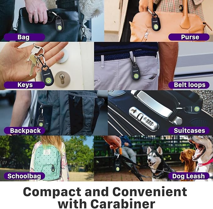 Fosmon Personal Alarm for Women, Self Defense Protection Keychain Safety Sound Siren 125DB with Strobe Light LED Flashlight Carabiner, SOS Emergency Security Alert Device for Kids Teenager Elderly Men