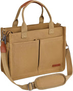 BESBESME Canvas Tote Bag for Women with Zipper & Compartments– Large Work & College Laptop Tote Crossbody Shoulder Bag