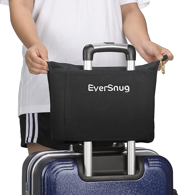 EverSnug Travel Blanket and Pillow Value Bundle – Compact & Lightweight | 2 in 1 Airplane Blanket with Soft Bag Pillowcase, Hand Luggage Sleeve and Backpack Clip | Color Includes Pink & Black