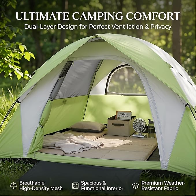 XL 1/2/3/4 Person Dome Camping Tent,Tents for Camping,Tents for Camping Waterproof,Double Layer Waterproof, Removable Rain Fly, for Outdoor Hiking, Fishing