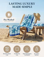 LANE LINEN 2-Pack Oversized Beach Towels, 39"x71" – Quick-Dry, Sandproof & Absorbent – Lightweight Travel Essentials for Pool or Shore – Starfish Serenade