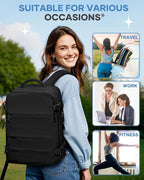 coofay Travel Backpack For Women Men Airline Approved Carry On Backpack Flight Approved Waterproof Sports Luggage Backpack Casual Daypack Small Hiking Backpacks Black Backpacks