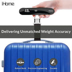 iHome Digital Luggage Scale - 110lbs Portable Suitcase Scale with LCD Display - Luggage Weight Scale (220LSGL2BL)