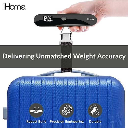 iHome Digital Luggage Scale - 110lbs Portable Suitcase Scale with LCD Display - Luggage Weight Scale (220LSGL2BL)