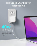 Nekmit Dual Port USB C Wall Charger, 40W PD Fast Charging USB C Wall Plug Adapter, Flat Thin Slim Charger Block for iPhone 17/17 Pro/17 Pro Max, Galaxy, MacBook Air, iPad, AirPods and More