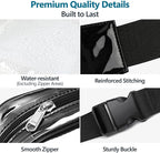 Veckle Clear Fanny Pack Stadium Approved - Plus Size 35-51 Inch Adjustable Strap Transparent Belt Bag for Women Men Fits 7.5" Smartphone, Crossbody Clear Bag for Stadium Events Sports Concerts, Black