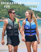 Owntop Swim Vest Adult Water Sport Vest Neoprene Floaties for Swimming, Boating, Kayaking, Fishing | Adjustable Zipper Dual Buckle Foldable Buoyancy Jacket
