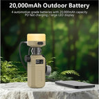 20,000mAh Rugged Power Bank with Fast Charge USB-C PD, IP68 Waterproof Shockproof, Includes 420lm Bright Camping Lantern, Tactical Outdoor Charger for Hiking Camping Survival Emergency