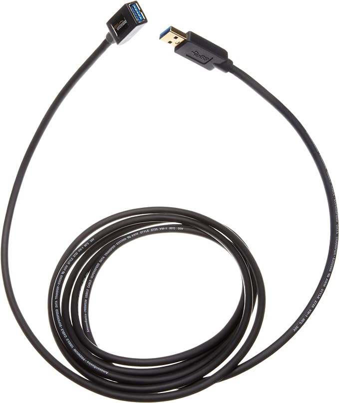 Amazon Basics USB 3.0 Extension Cable, 9.8-Foot High-Speed Data Transfer, Male to Female, 4.8Gbps, Gold-Plated Connectors, Shielded, 3 Meters, Black