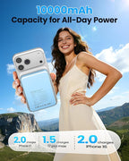 Magnetic Portable Charger, 22.5W Power Bank Fast Charging 10000mAh, Portable Charger with Built in Cable, for Magsafe Battery Pack Compatible with iPhone 17/16/15/14/13/12 Pro/Pro Max Sky Blue