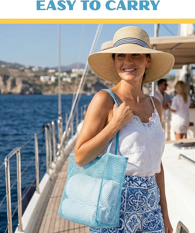 Beach Tote Bag for Women – Waterproof Mesh Tote Bag, Large Capacity Sandproof Beach Bags for Travel