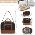 Wogarl 4PCS Weekender Bags for Women Large Overnight Weekend Travel Duffel Carry on Shoulder with Shoe Compartment Canvas Toiletry Bag for Travel Business Gym