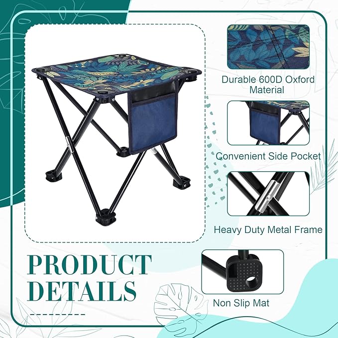 6 Pack Camping Stool, 13 inch Portable Folding Stool with Carry Bag Collapsible Camping Chair 400 Lbs Compact Stool Seat for Camping Fishing Hiking Gardening Walking Travelling Outdoor Activities