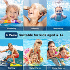 Waterproof Ear Plugs for Swimming Kids - 4 Pairs Reusable Silicone Swimming Ear Plugs for Children Ages 4-14, Keep Ear Water Out, Surfing, Bathing, Water Sports