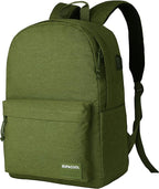 SUPACOOL Casual Laptop Backpack for Men and Women, Backpack for College, USB Charging Port, Lightweight Pack Back(Olive)