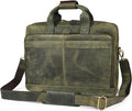 LEATHER VILLAGE 18" Leather Laptop Messenger Briefcase Bag for Men-Leather Satchel for Travel and Office Shoulder Bag- Olive