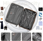 6 Piece Luggage Sets with Bags, Lightweight Expandable Checked Luggage Sets, Hardshell ABS Spinner Wheels Carry on Suitcase with TSA Lock, for Travel, Women Men (Cream Brown, 18/20/24/28inch+2bags)