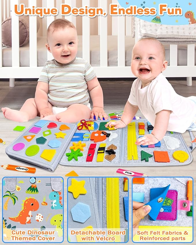 Gojmzo Busy Board Montessori Toys for Toddler Boy Girl Birthday Gifts, Busy Book Sensory Toys for Toddlers, Learning Educational Toddler Travel Activities
