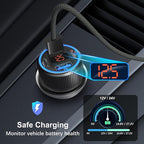 65W 4-Port USB C Super Fast Car Charger Type C for Samsung S26 S25 S24 Ultra A16 A17, iPhone 17/16e/16 Pro Max Dual 12V QC/PD 3.0 Fast Charging Cigarette Lighter Adapter with Voltmeter+2X USB C Cable