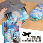 PFEYRPK Lightweight Compression Packing Cubes for Suitcases, Compressible Expandable Travel Packing Organizer with Clear Toiletries and Backpack Bag, Travel Essentials for Carry on Luggage 7 Set