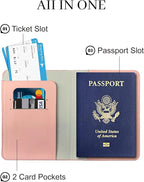 Passport Holder for Travel Essentials,RFID Blocking Passport Cover Case for Travel Accessories,Travel Wallet for Women Men (Pink)