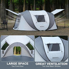 Pop Up Camping Tent, 2/4/6 Person Instant Tent Waterproof PU4500mm, Spacious Ventilated Camping Tent with Front Porch, Quick Setup Lightweight Portable for Outdoor Camping Hiking Beach