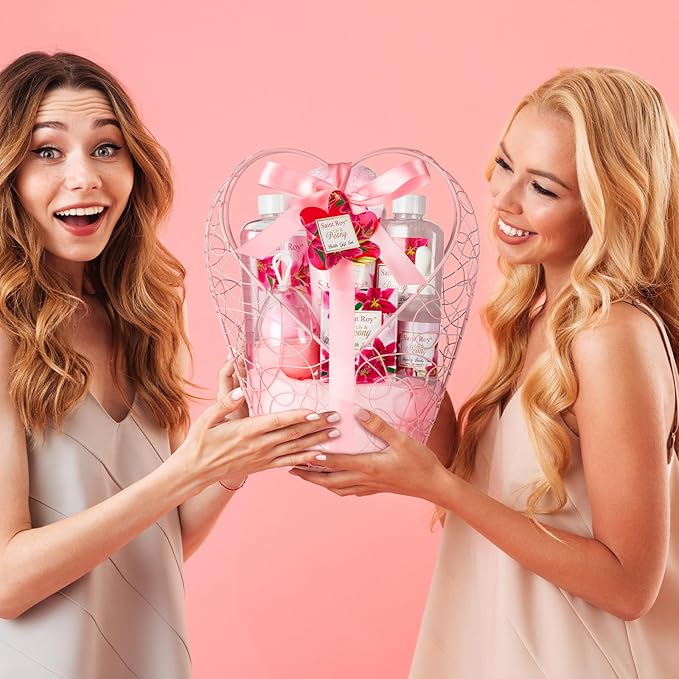 Mothers Day Gifts for Mom Gifts Basket Christmas Gifts for Women Spa Set Lily & Peony Home Spa Set, Beauty Personal Care Set Jojoba Oil, Spa Self Care Kit, Bath Body For Thank You, Birthday