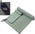 Aegero Camping Towel,2 Pack Microfiber Travel Sports Towel,Quick Dry-Super Absorbent-Ultra Compact-Ultra Soft-Lightweight.Suitable for Gym,Yoga,Trip,Beach, Shower, Backpacking,Pool(Army Green)