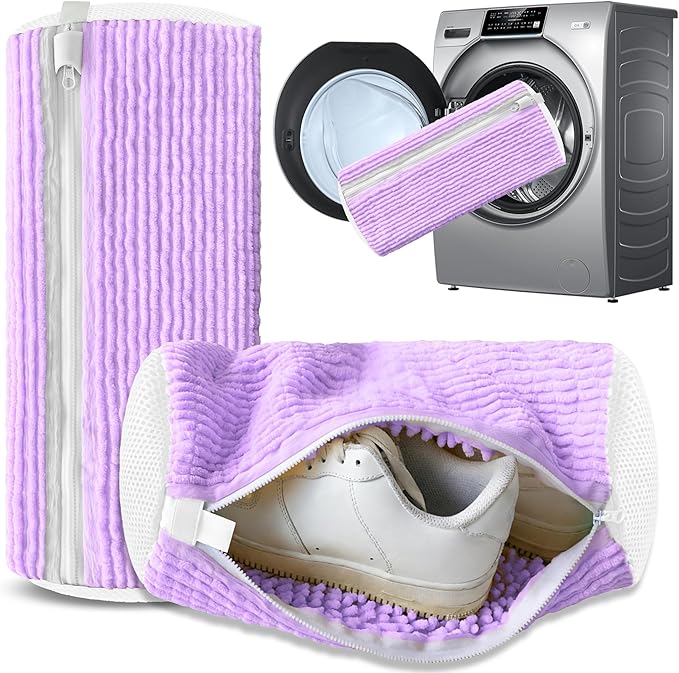2Pcs Reusable Shoe Washing Machine Bag for Washer and Dryer:Free Up Hands, Prevent Deformation,shoe bag with Zipper Protection Design, Use for all Shoes,Sports Shoes