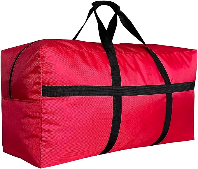 Extra Large Storage Duffle Bag with Zippers and Handles, Big Foldable Duffle Bag for Travel Red 80L
