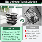 YQBRAO 2-Pack Small Clear Hard Shell Zipper Case Black, 1.2mm Heavy-Duty Crush-Proof Makeup Bag, TSA Approved Toiletry Bag, Rigid Diaper Bag Organizer Pouches for Cables, Tech & Snacks