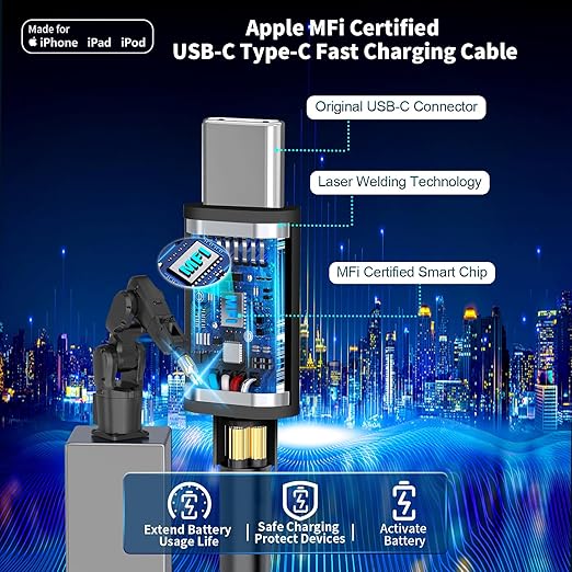 [Apple MFi Certified] iPhone 17 Car Charger Fast Charging, Braveridge 4.8A USB Power Cigarette Lighter USB-C Car Charge + 6FT Type-C Coiled Cord for iPhone 17/17 Pro Max/16 Pro/15/Galaxy S26/S25/Pixel