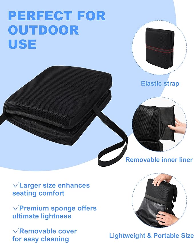 FASTMOMENT Airplane Seat Cushion Portable Travel Cushion for Comfort Foldable Stadium Pad with Breathable Fabric Seat Pad Perfect for Long Flights, Office, Bleacher, Camping