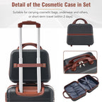 Luggage Sets, 2 Piece Carry on Luggage Set with Travel Bag, 2 Piece Expandable Spinner Hardshell Suitcase with TSA Lock, Back to School Suitcase, Women Men (Black, 20/24 inch+Cosmetic Case)