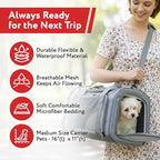 dbest Products Pet Smart Cart Sport, Soft Sided Collapsible Cat Carrier Airline Approved with Mesh Panels and Easy Side/Top Loading, Grey