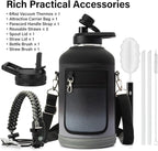 DYSANKY Insulated Water Bottle | Thickened Stainless Steel Vacuum Metal | Portable Sports Half Gallon Large Water Jug for Gym and Hiking with Straw, Carrier Bag, Handle Strap | BPA-Free 64 oz