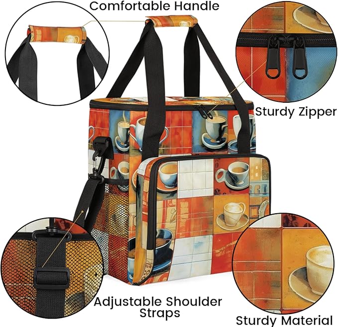 Coffee Maker Travel Bag Compatible with Keurig K-Mini or K-Mini Plus, Single Serve Coffee Brewer Carrying Case with Multiple Pockets for K-Cup Pods, Storage Bag With Shoulder Strap(Bag Only)