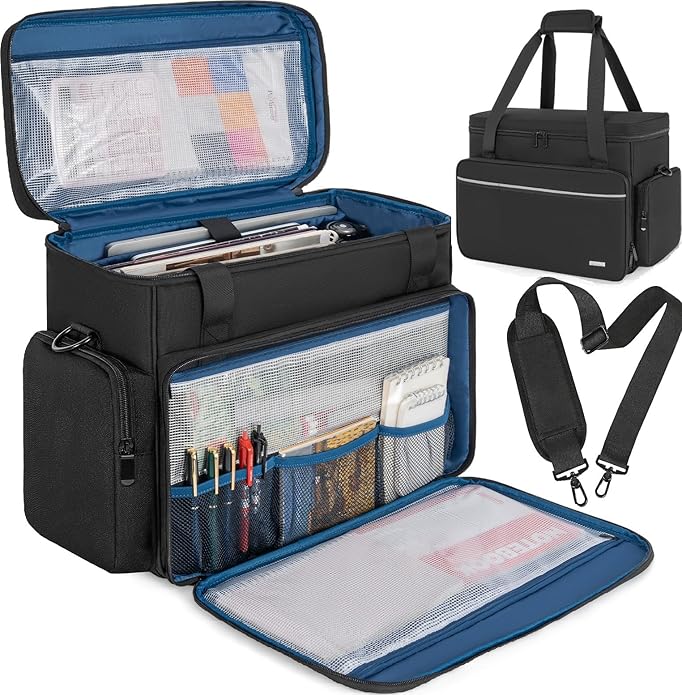 GMAK Teacher Briefcase, Teacher Tote Bags with 15.6 Inch Laptop Compartment, Scrapbook Tote Craft Organizer with Pockets
