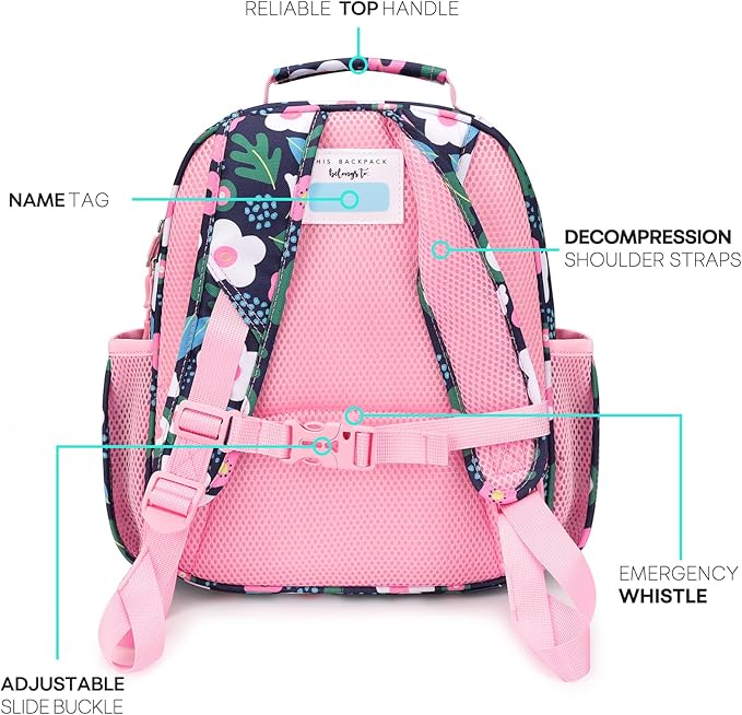 mibasies Kids Backpack for Girls: Girls Backpack 5-8 - Kindergarten Elementary School Bookbag for Girl - Pulan Flower Pink