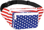 American Flag - 4th of July Fanny Pack Belt bag - Crossbody Waist Bag for Men or Women - Hands-Free, Waterproof Large Bumbag for Hiking, Running, and Travel