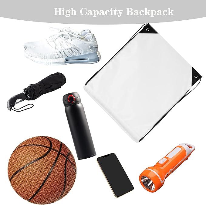 60 Pieces Drawstring Backpack Bags Sports Sackpack Bulk Cinch Gym Bag For Women Men Outdoor Sports Backpack（White）