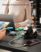 MOMAX Universal Travel Adapter Worldwide 170W GaN, 3 USB-C PD & 1 USB-A QC International Power Adapter for Laptop Fast Charging, European Travel Plug Adapter for UK/US/AUS/JP, Travel Essentials