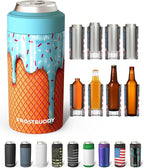 Frost Buddy Universal Can Cooler - Fits all - Stainless Steel Can Cooler for 12 oz & 16 oz Regular or Slim Cans & Bottles - Stainless Steel (Blue Ice Cream)