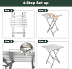 SUNNYFEEL Folding Camping Table - Lightweight Aluminum Portable Picnic Table, 18.5x18.5x24.5 Inch for Cooking, Beach, Hiking, Travel, Fishing, BBQ, Indoor Outdoor Small Foldable Camp Tables