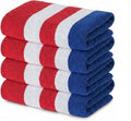Premium Terry Cabana Beach Towel, Soft Plush Cotton Pool Towel, 30” x 60” Absorbent Quick Dry Travel Towel (Mariner Stripes, 4 Pack)