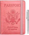 WALNEW Passport Holder for Travel, RFID Passport Cover Wallet for Women Men, PU Leather Passport Book Card Holder Case with Pen, Travelling Essentials for Flying