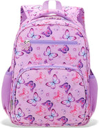 RHCPFOVR Kids Backpack for Girls - Girls Backpack 3-8 Ages Butterfly for Kids 15 Inch School Bookbag for Kindergarten Elementary School Bookbag for Girl 1st 2nd Grade