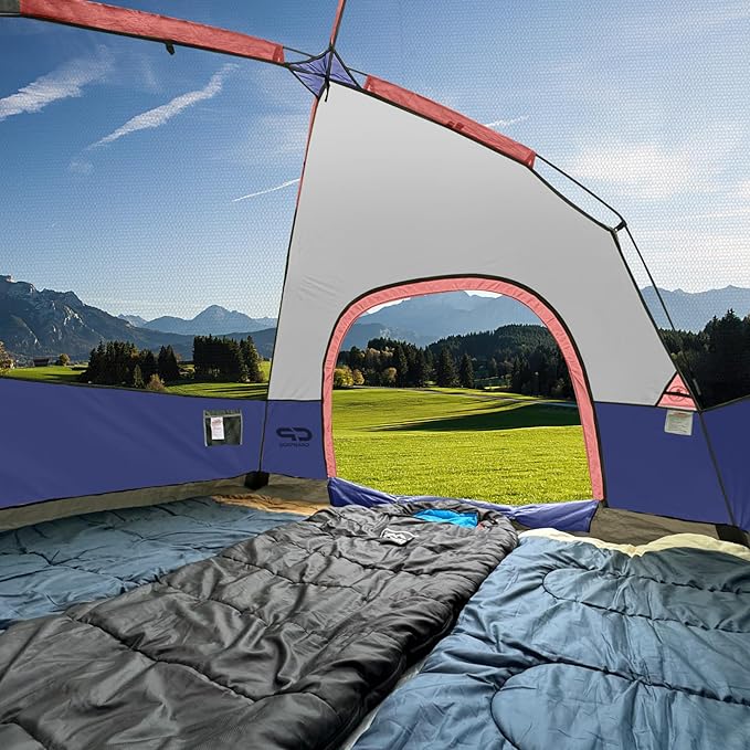 CAMPROS CP Camping Tent 2/4/6 Person, Waterproof Windproof Double Layer Dome Tent, Easy Setup with Large Mesh Windows & Wide Door for Outdoor Camping Backyard