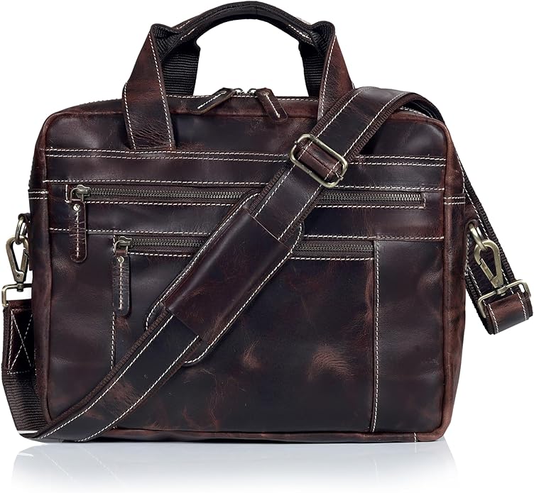 Leather Messenger Bag For Men, Vintage Handmade Laptop Briefcase and Shoulder Bag for Men Woman